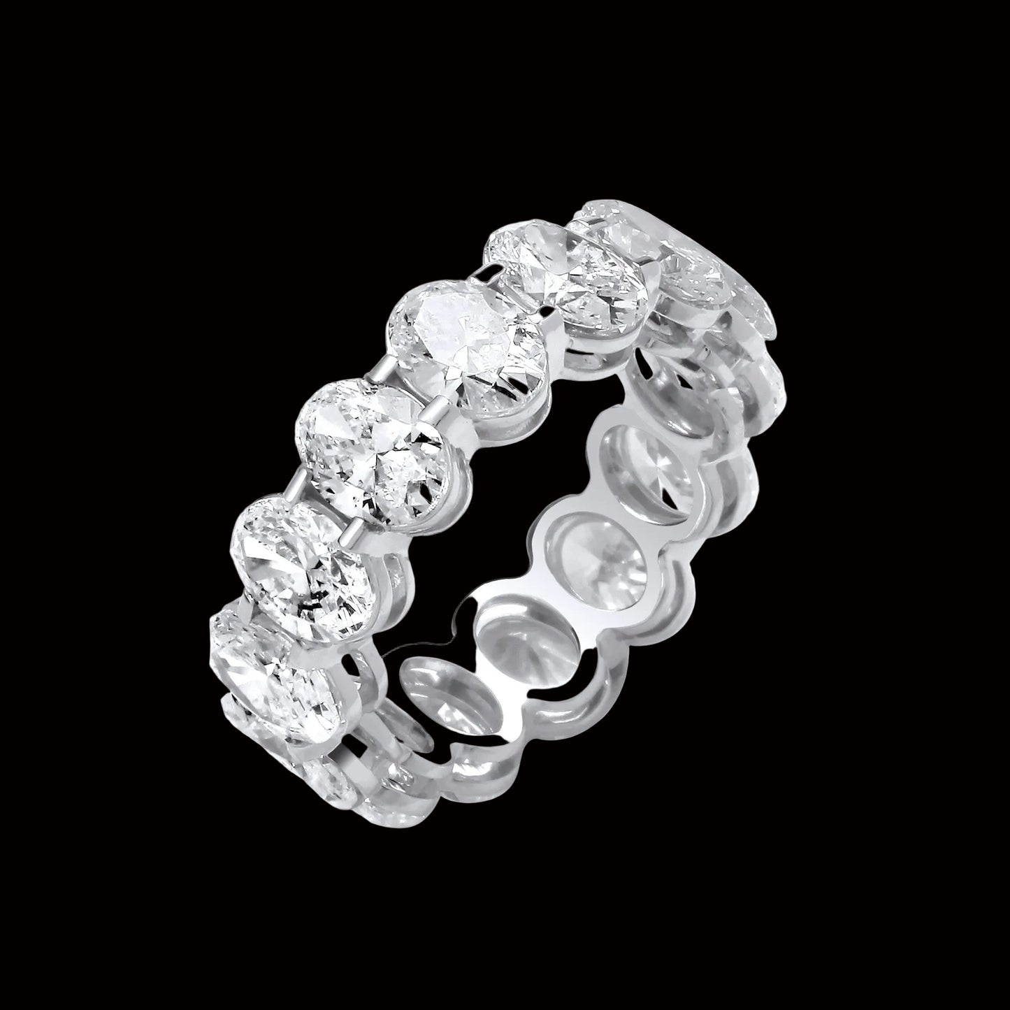 18ct White Gold 7.00ct Oval Cut Lab Grown Diamond Eternity Ring – IGI Certified