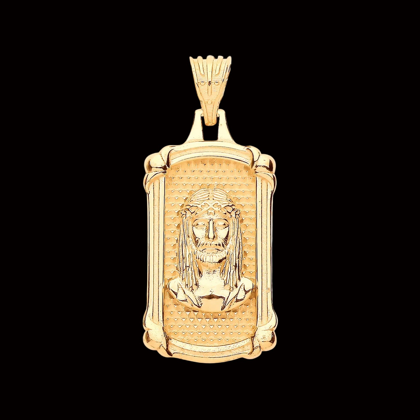 9KT Yellow Gold Jesus Dog Tag Pendant
