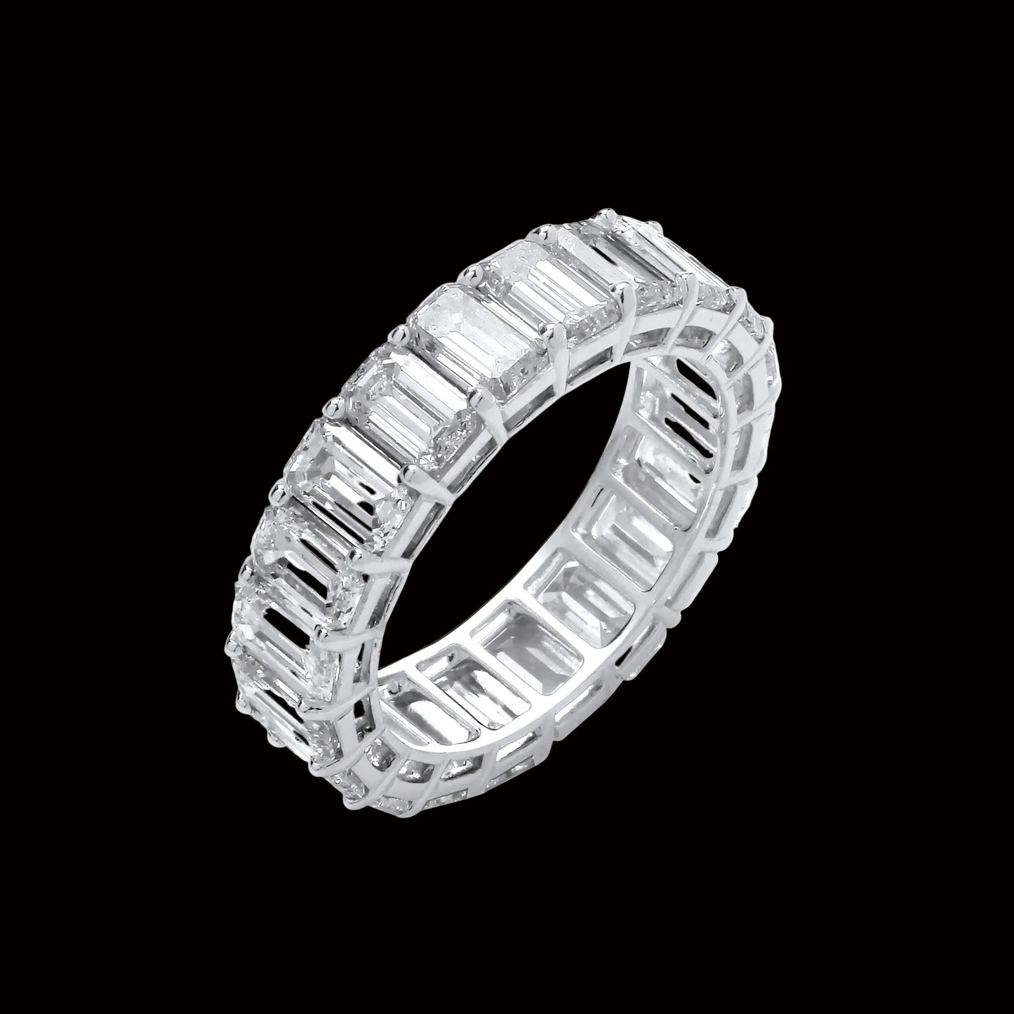 18ct White Gold 6.00ct Emerald Cut Lab Grown Diamond Eternity Ring – IGI Certified