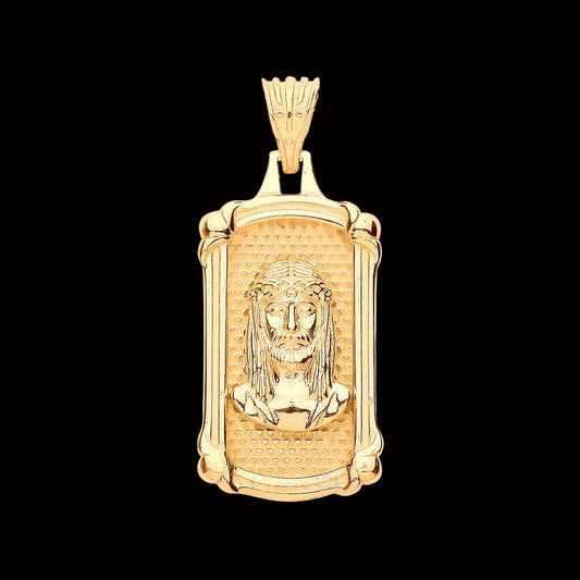 9KT Yellow Gold Jesus Dog Tag Pendant
