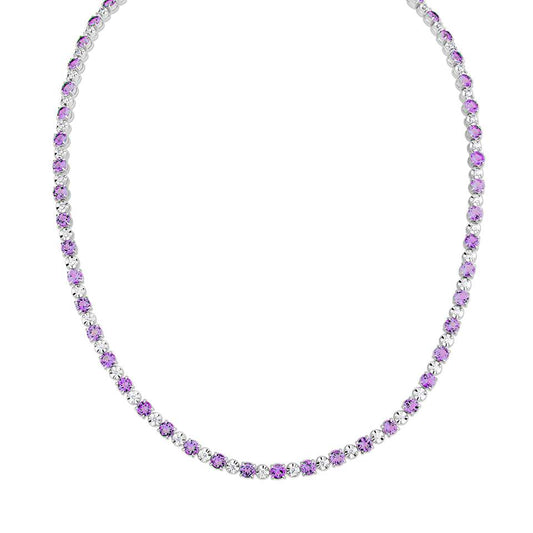 Pink Sapphire & Diamond Tennis Necklace